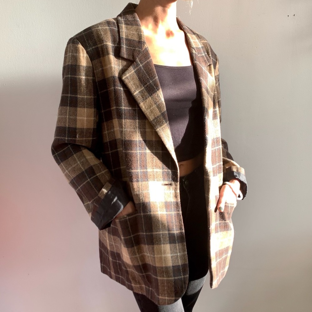 Brown plaid blazer
